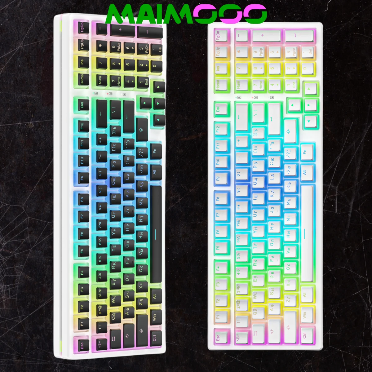 Maimooo-pudim Keycaps Teclados Mecânicos Luz Traseira Transparente Pbt Oem Russo Branco Rosa Preto 87 104 108 Iso - Imagem 6