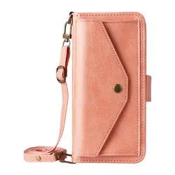 Luxury Crossbody Leather Wallet Magnet Flip Case for OUKITEL C61 Pro (Rose gold)