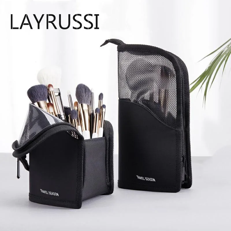 

LAYRUSS Stand Cosmetic Bag for Women Clear Zipper Makeup Bag Travel Female Makeup Brush Holder Organizer Toiletry Bag Neceser