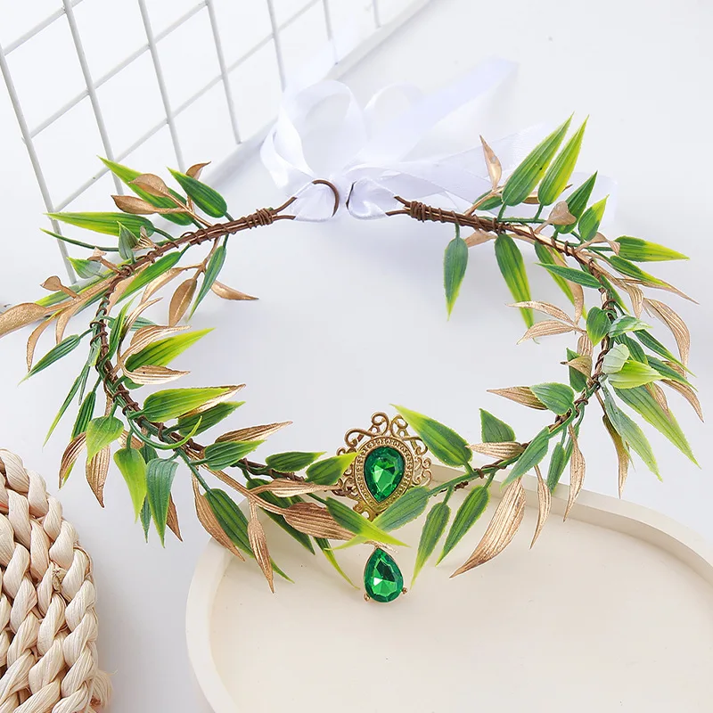 Retro Elf Costume Accessories Woven Forest Garland Judge Eyebrow Pendant Elf Ears Role-playing Party