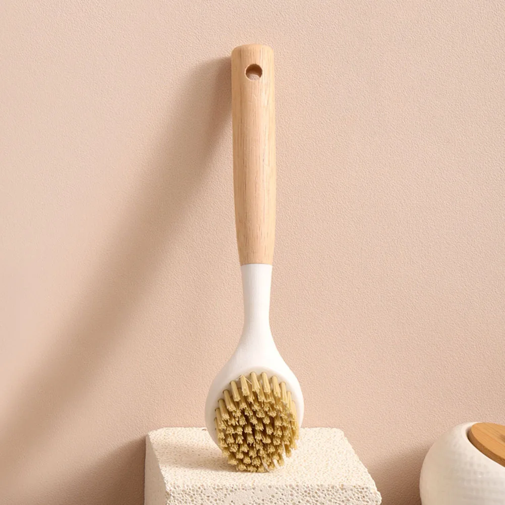 

1PCS Bamboo Handle Kitchen Dish Brush Non-scratch Bristles For Cleaning Dish Pan Sink Reusable Manual Tool White 23x5.5cm
