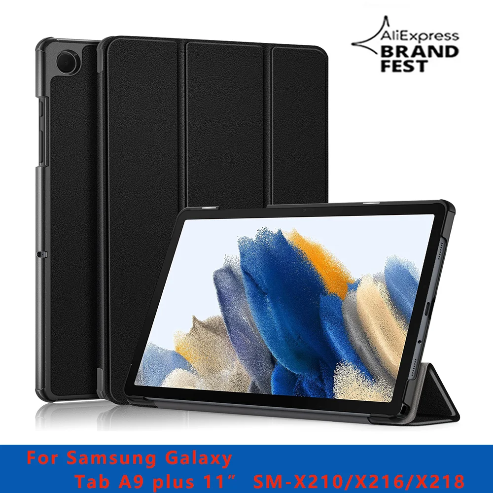 

Тонкий Магнитный чехол для Samsung Galaxy Tab A9 Plus 11 дюймов, умный фонарик, трехскладной чехол с жесткой задней крышкой