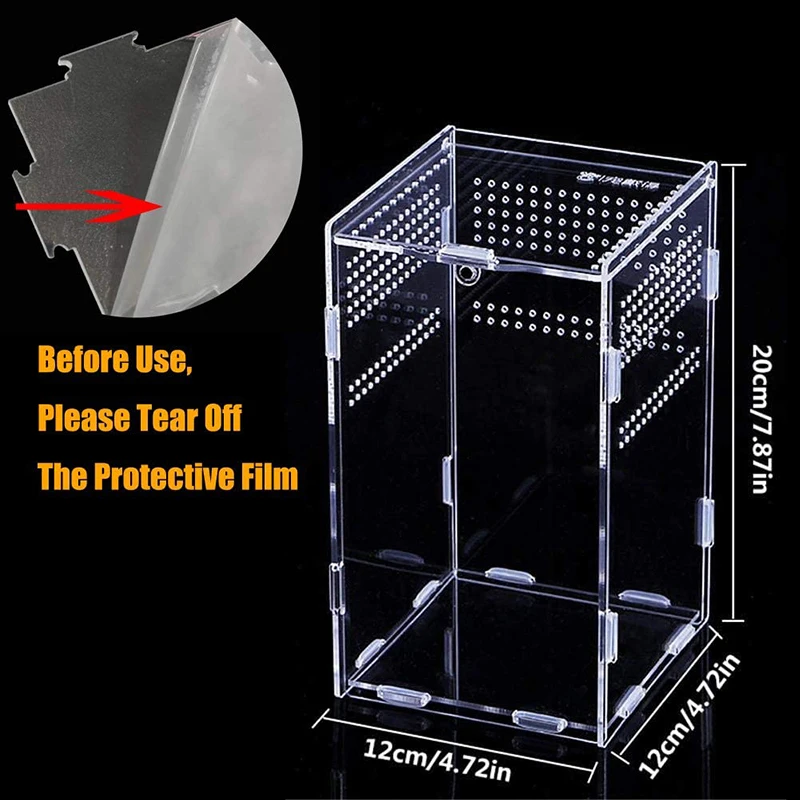 Caja de cría de reptiles acrílica, terrario transparente, hábitat, insectos, arañas, lagartos, escorpión, jaula de alimentación, caja arboreal 3