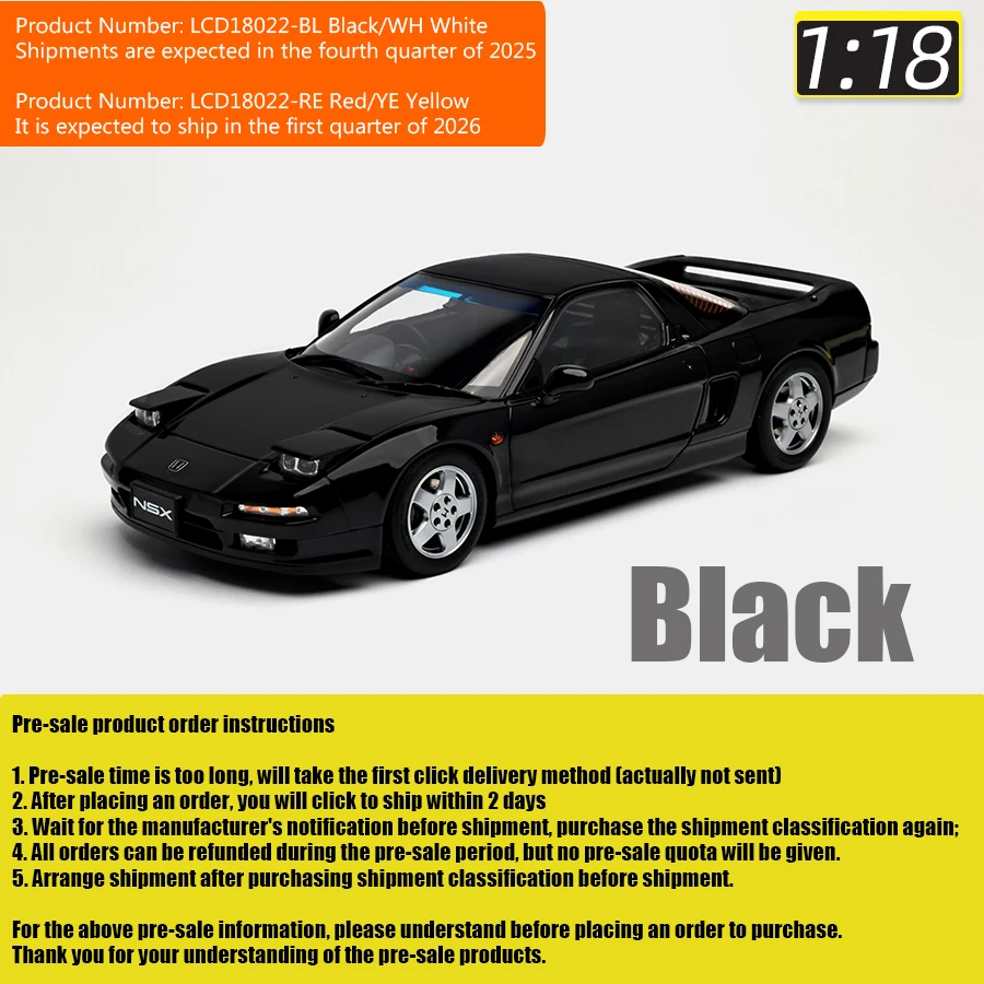 CLD diecast model1:18 LCD Honda NSX MK1 NA1 alloy full open car
