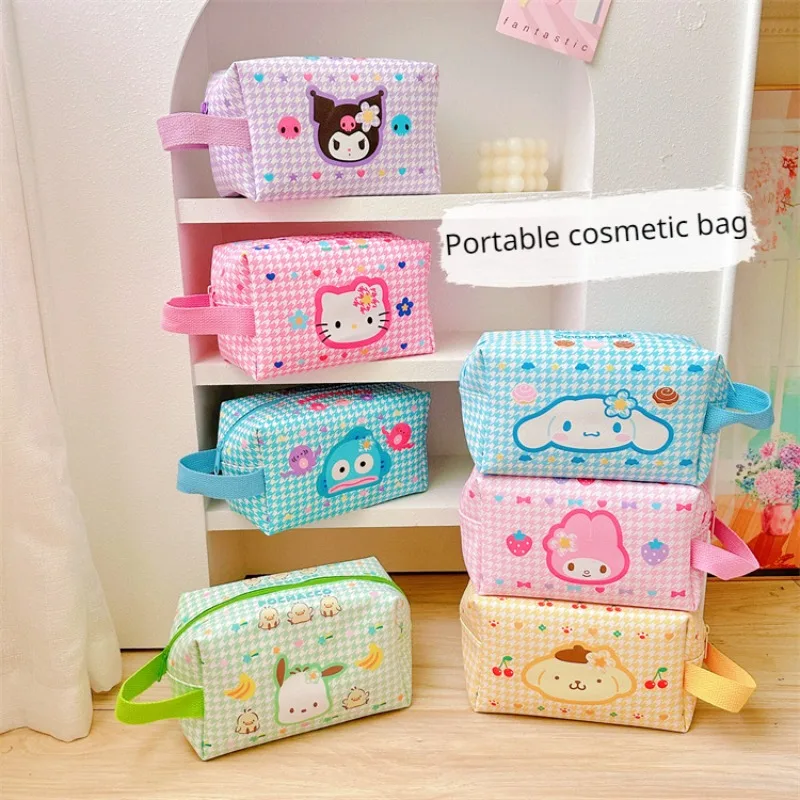 

Sanrio Hello Kitty Kuromi Cinnamoroll Portable Cosmetic Bag Storage Bag Large Capacity Anime Kawaii Cute Cartoon Travel Hand Bag