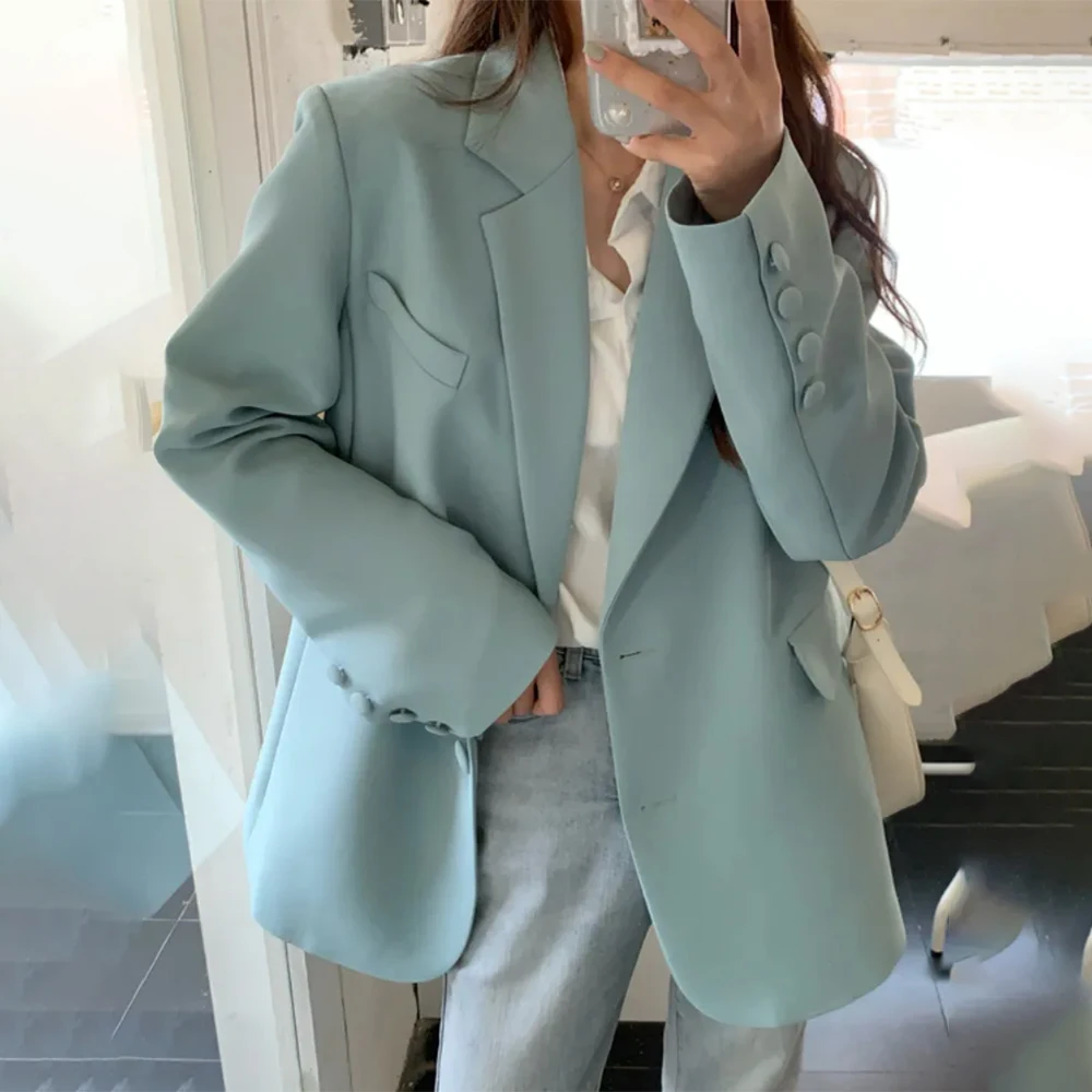 2023 Spring Solid Women's Suit Jacket Single-Breasted Loose Casual Blazer Office Ladies Female Outwear Business пиджак женский 2023 spring solid women s suit jacket single breasted loose casual blazer office ladies female outwear business пиджак женский