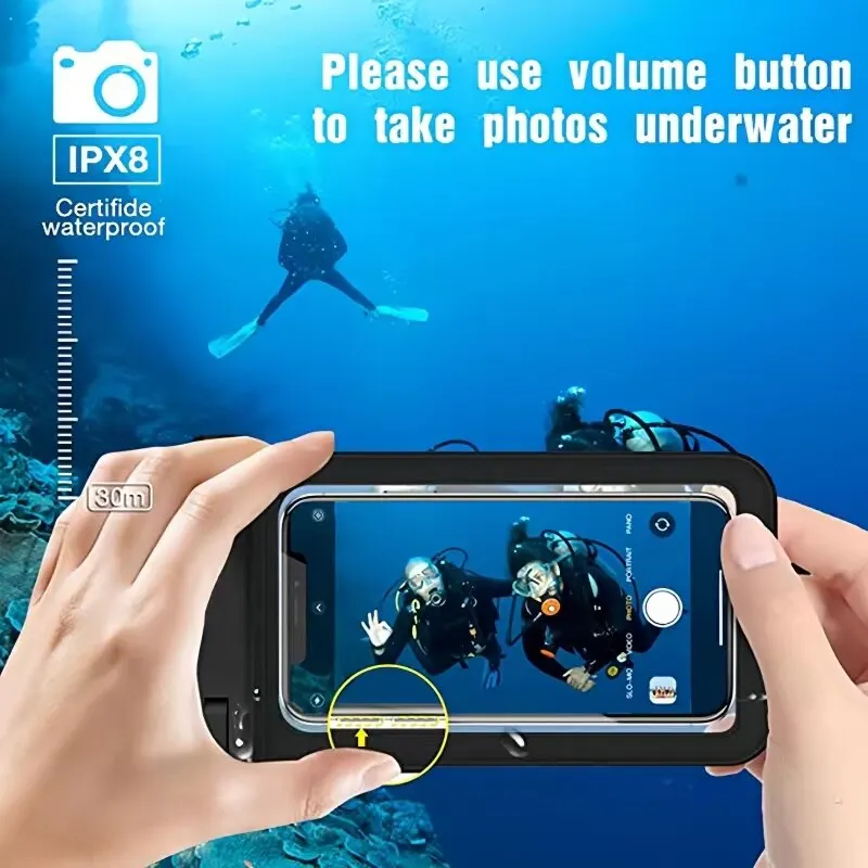 Swimming Waterproof Phone Pouch Cellphone Dry Bag Case Underwater Phone Protector PV Cover IPX68 for Kayaking, Beach, fishing