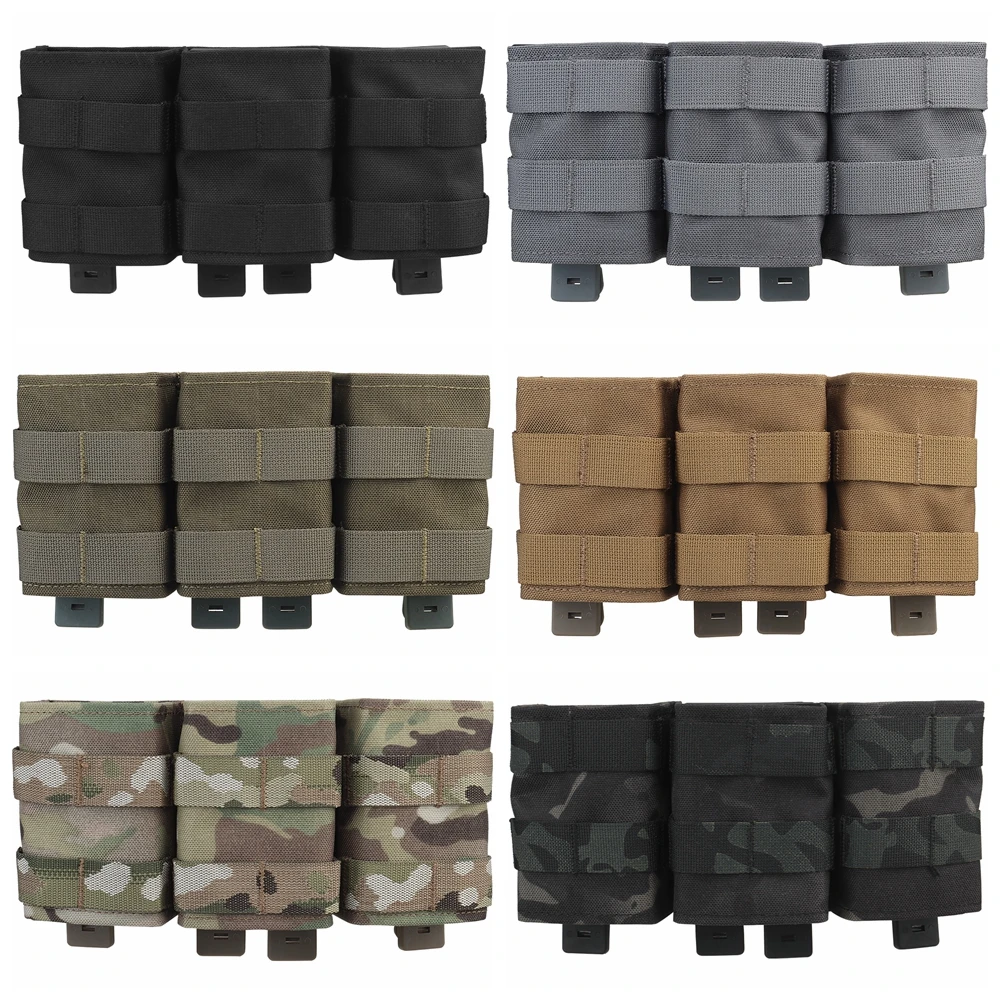 Military Tactical 7.62 Triple Magazine Pouch Medium Mag Bags Open Top Portariviste Con Clip Di Inserimento In Nylon Veloce