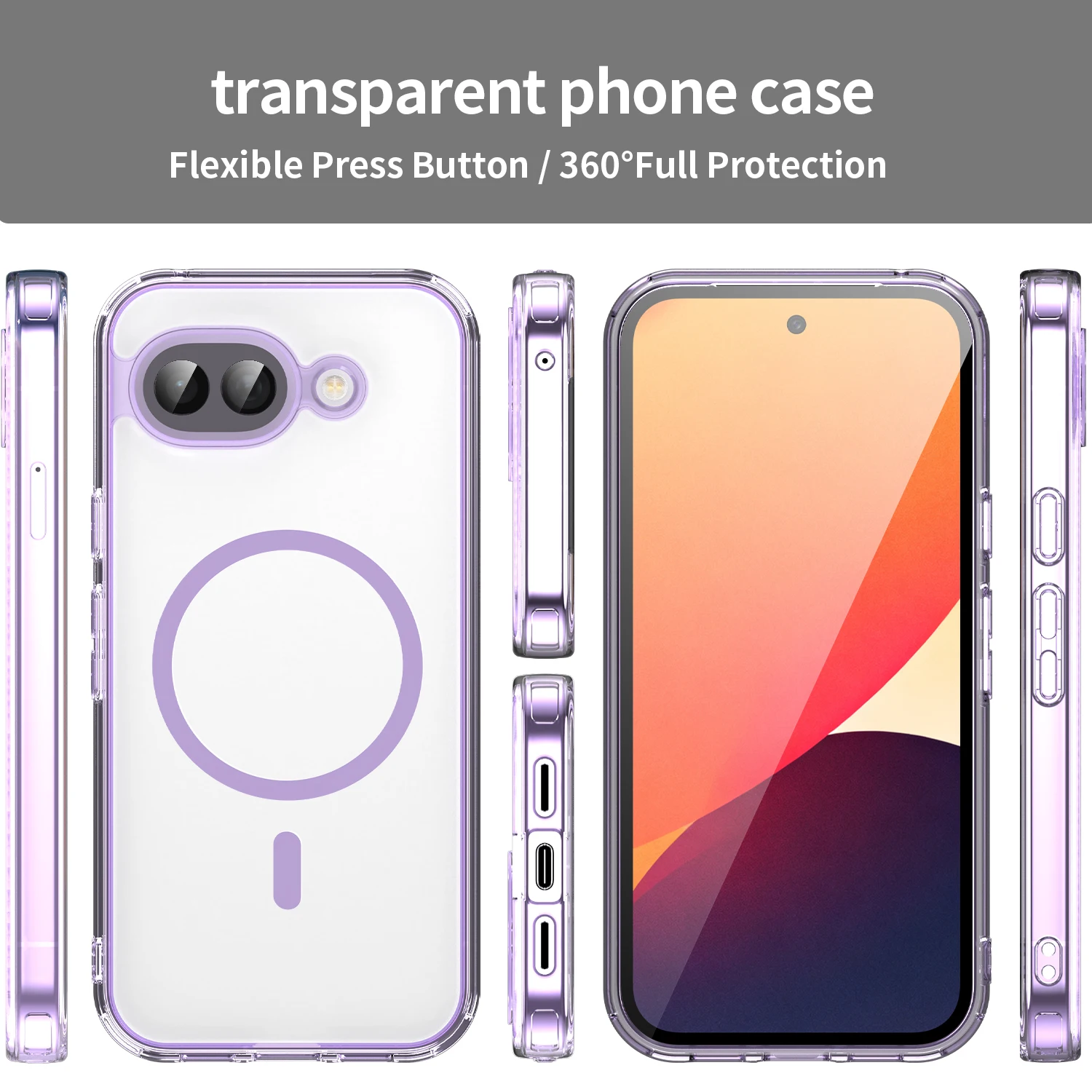 Luxury Transparent Colorful Phone Case with Magsafe and Anti-drop Lens Protection
