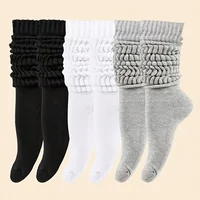 3/6 Pairs Women Mid-Calf Socks Thick Thermal Knit Calf Socks Cute Long Loose Slouch Socks Spring Autumn Winter Warm