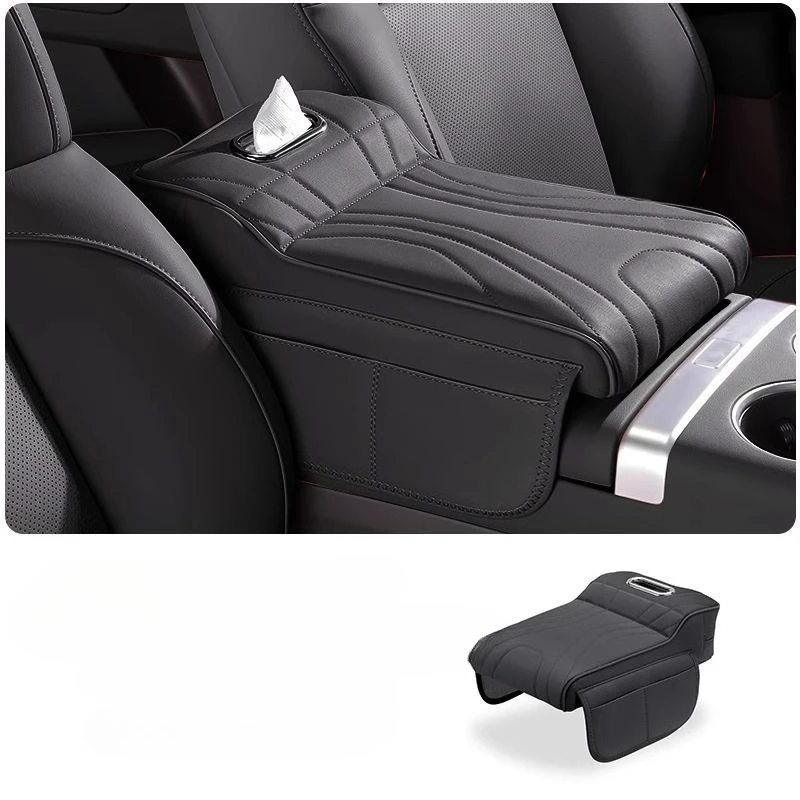 Decorazione Interna Auto, Protezione Bracciolo in Pelle, Porta Fazzoletti con Doppio Portabicchieri - Image 5
