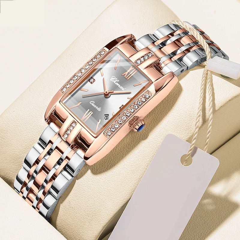 

Fashion Woman Watch Luxury Brand Stainless Steel Bracelet Creative Unique Rectangle Watch For Ladies Quality Wristwatch Elegant
