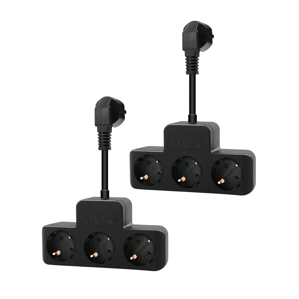 High-Power Euro Wall Plug Charger with Short Cord and Dual-Color Options, 3-Port Charging Station
