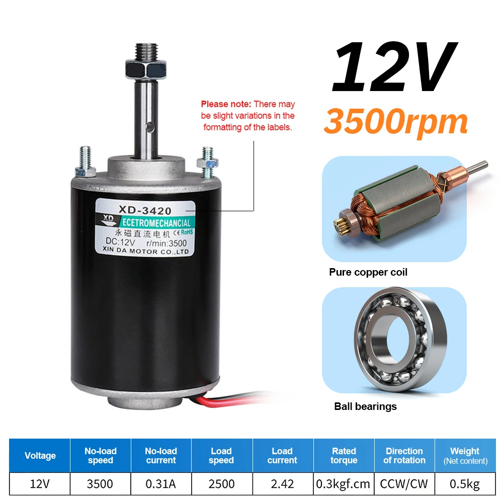 Permanent Magnet High Speed DC Motor 30W 12V 24V Threaded Shaft Motor for DIY Ro