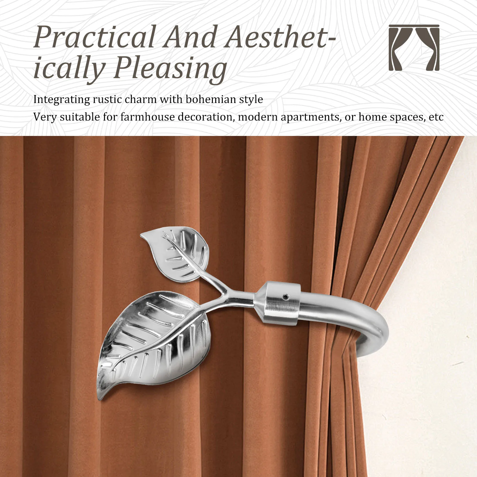 2 Pcs Curtain Holders Wall Mounted Curtain Tiebacks with Screws Decor Curtain Side Hooks for Living Room Bedroom Home Decoration