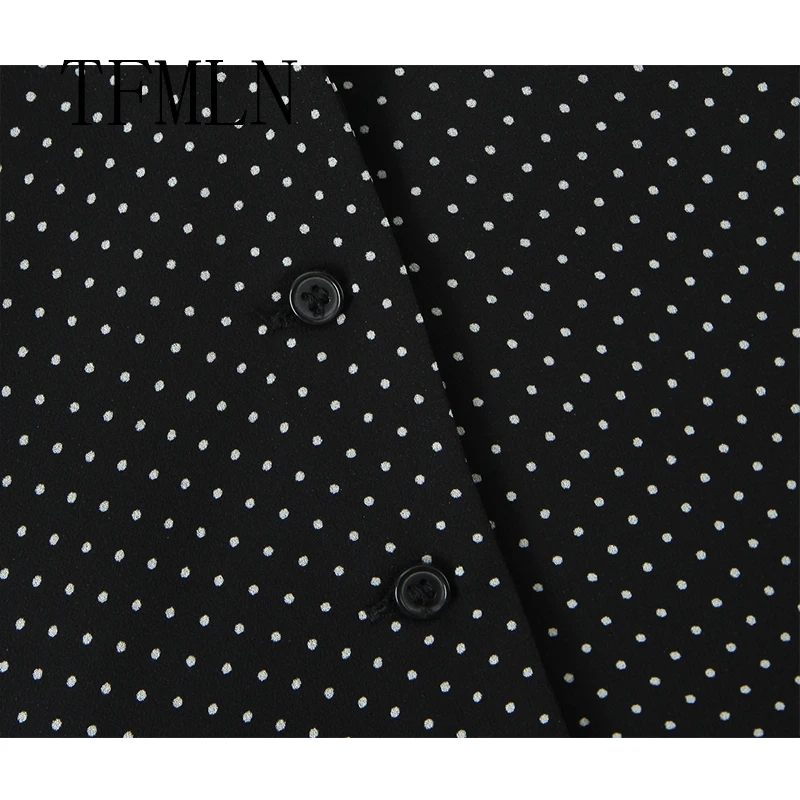 TFMLN Women New Halter Top Summer Female Fashion  Polka Dot Vest Shirt Casual Single Breasted Tops Sexy Backless Top