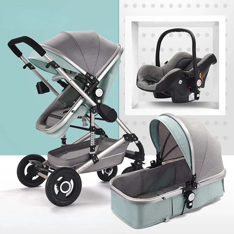 Poussette multifonctionnelle 3 en 1 pour bébé, pliante, de luxe, portable,  à 4 roues, pour nouveau-né