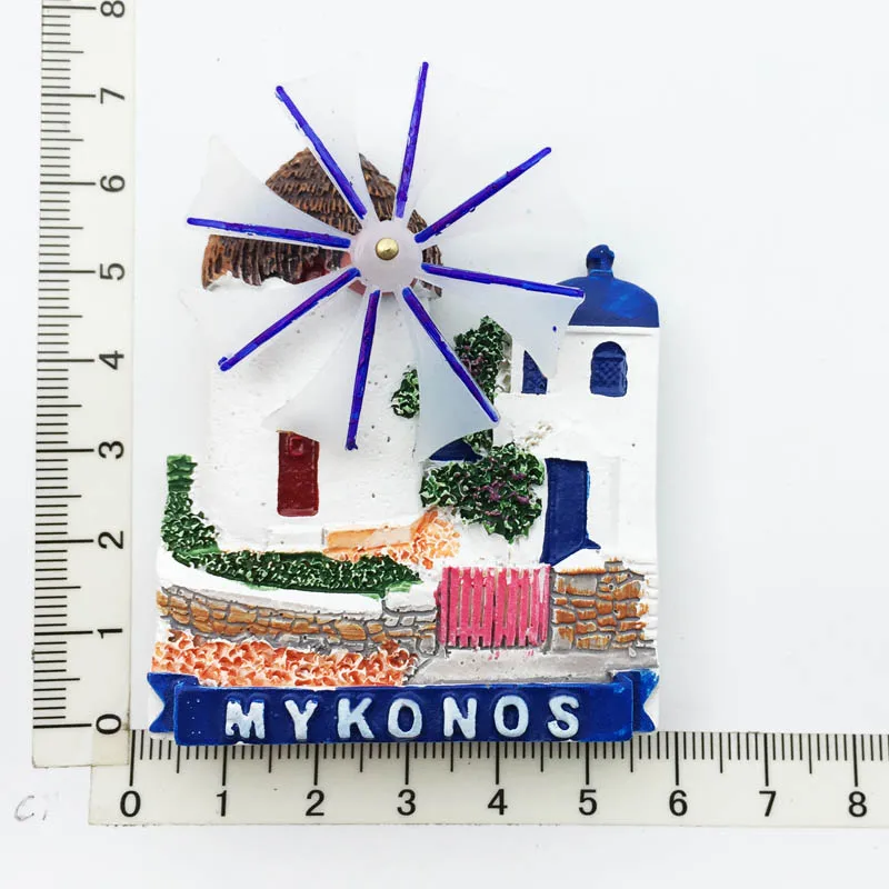 

Creative Greek Windmill Villa Fridge Magnet Cultural Landscape Tourism Souvenir Resin Decoration Message Sticker Crafts