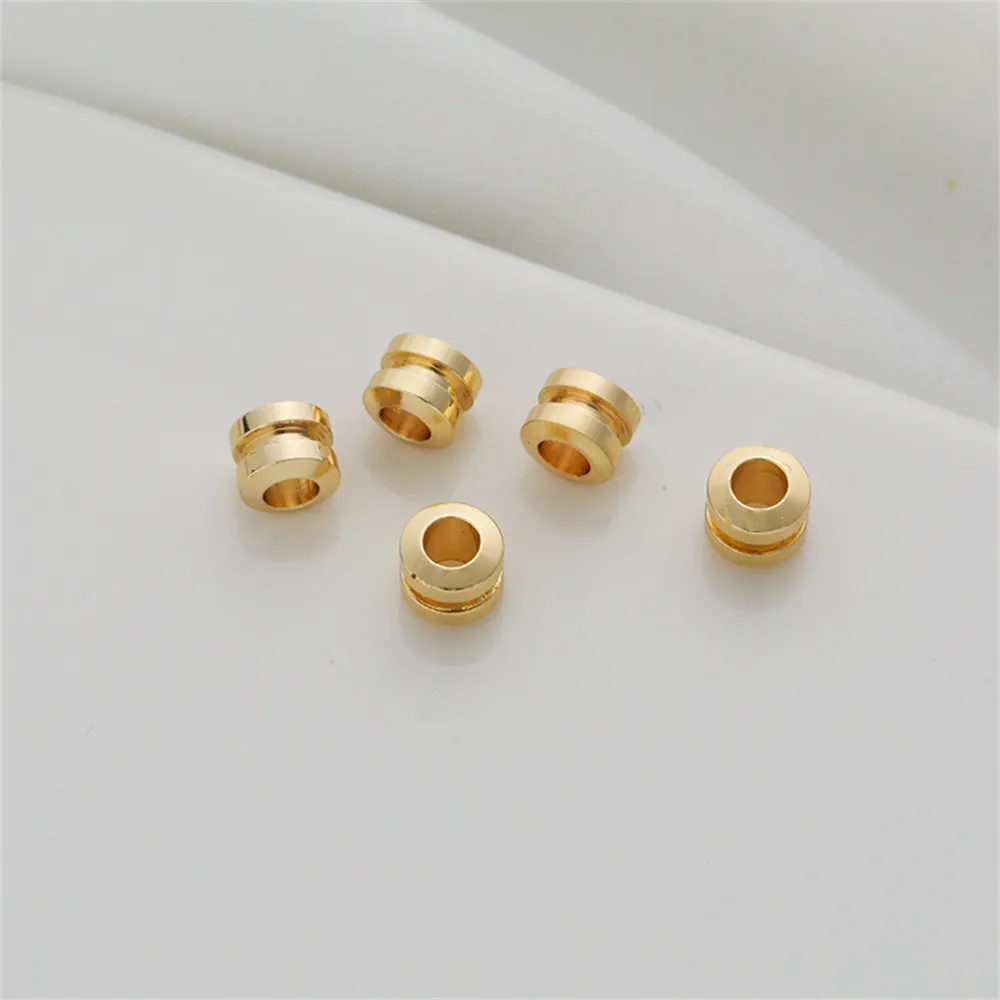 

4x5mm Groove Barrel Bead 14K Gold Plated Spacer Beads for DIY Jewelry Making Components Bracelets Accessories