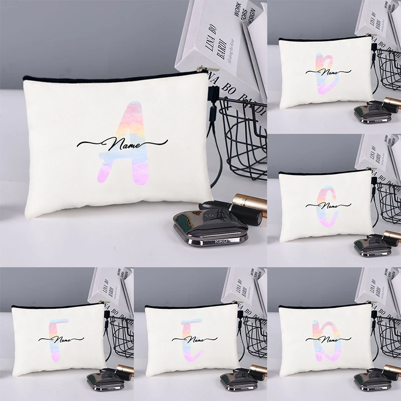 

Индивидуальные индивидуальные буквы с цветным текстом и именем, косметичка, Женский школьный карандаш, косметичка для путешествий, косметичка