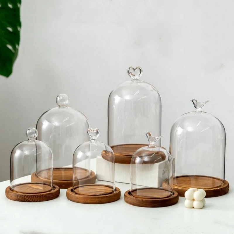 15*17cm Big Size Ball Top Glass Dome Vase Home Deocration Antique Base Transparent Cover Wedding Live Prop Birthday Gift 5