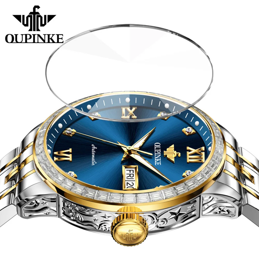 OUPINKE 3258 Automatic Watch Man Japan Mechanical Movement Luxury Watch For Men Calendar Waterproof Sapphire Mirror Wristwatch