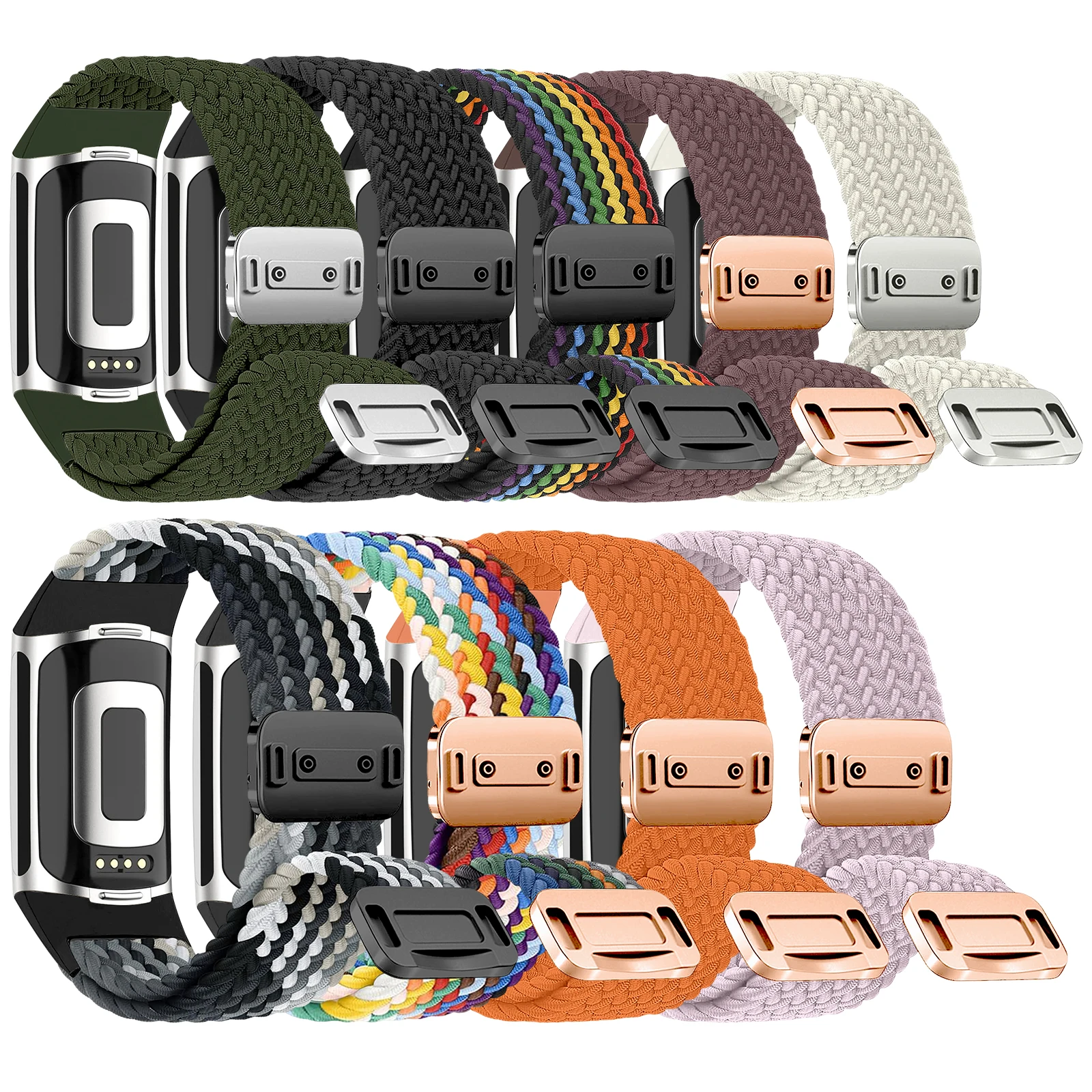 Braided Rainbow Color Band with Magnetic Quick Release Buckle