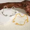 Stylish Simple Stainless Steel Open Cuff Bangles Girl Women Jewelry Gifts Non-Tarnish Steel Color Adjustable Opening Bracelets 2