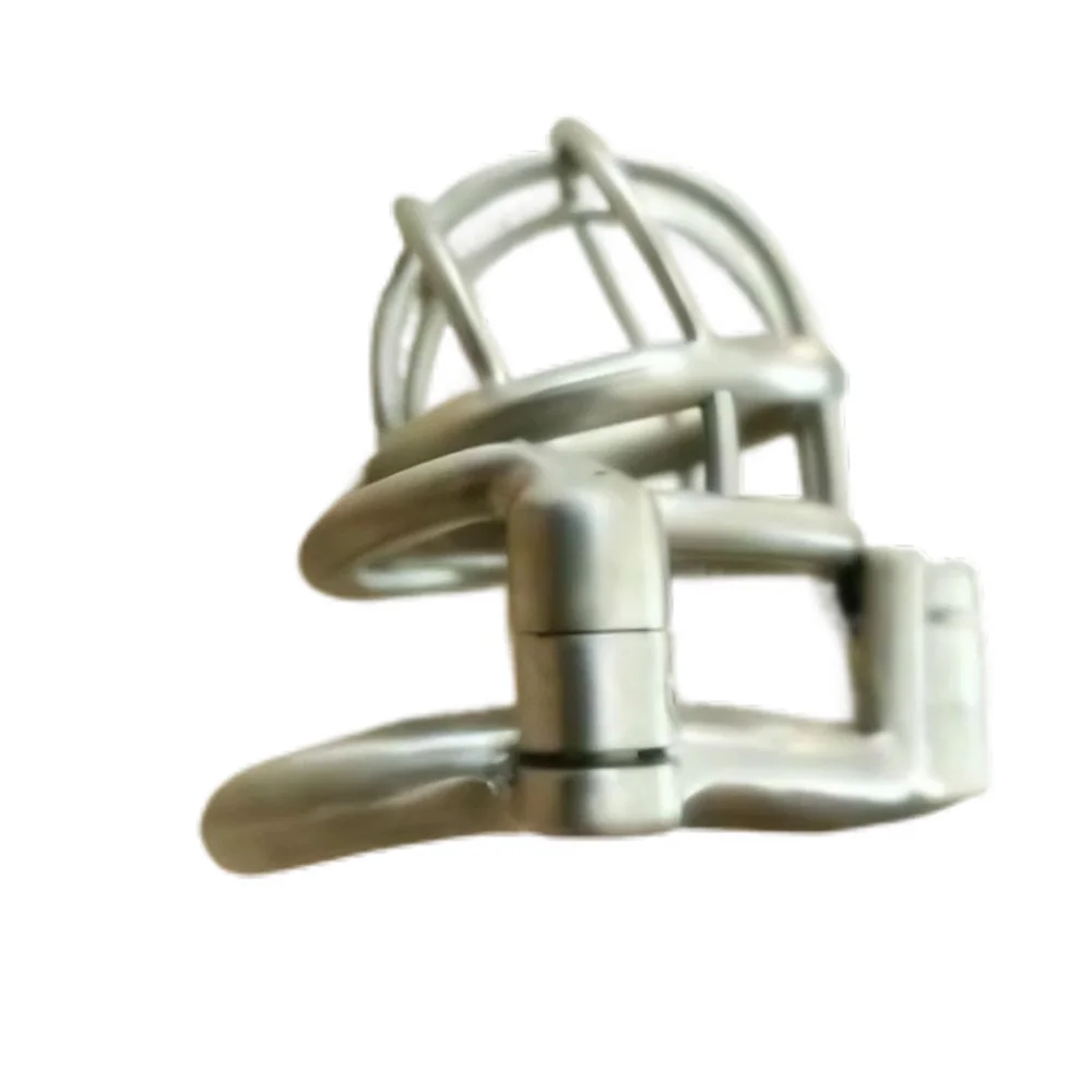 Stainless Steel Male Chastity Cage with Curve Ring Permanent Screw Double Lock &ndash; Metal Cock Cage for Men, CBT Sex Toy
