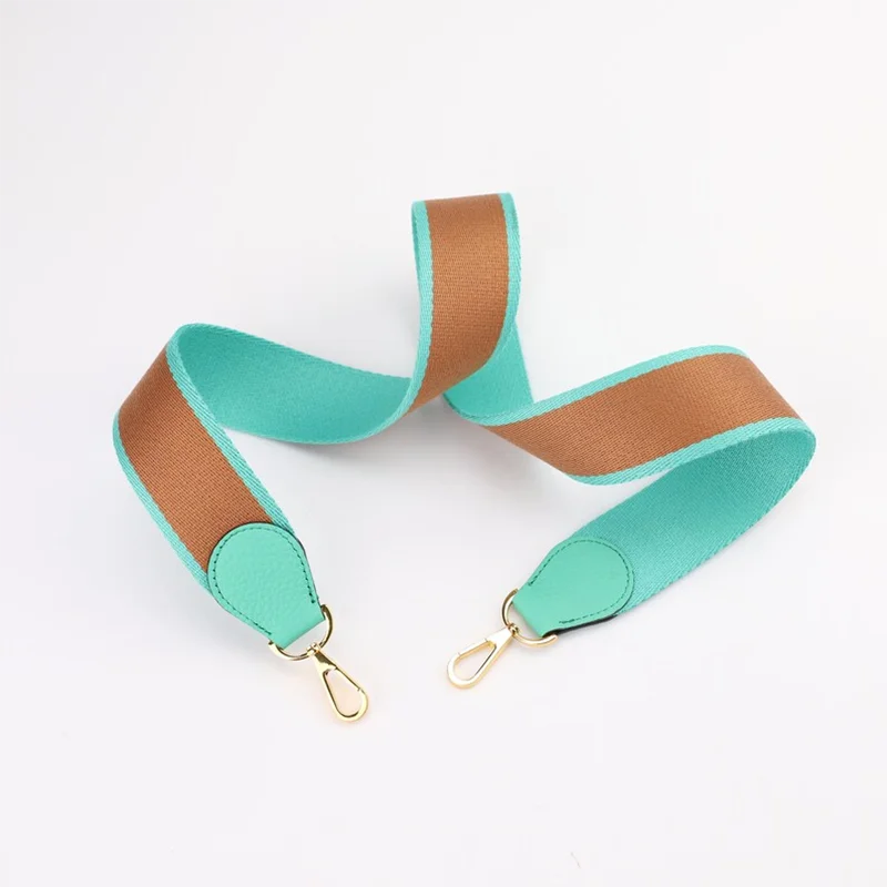 

2" Wide Gold/Lagon Canvas And Togo Leather Shoulder Strap For Brand Bag，bag accessories for women's bag,Bag straps