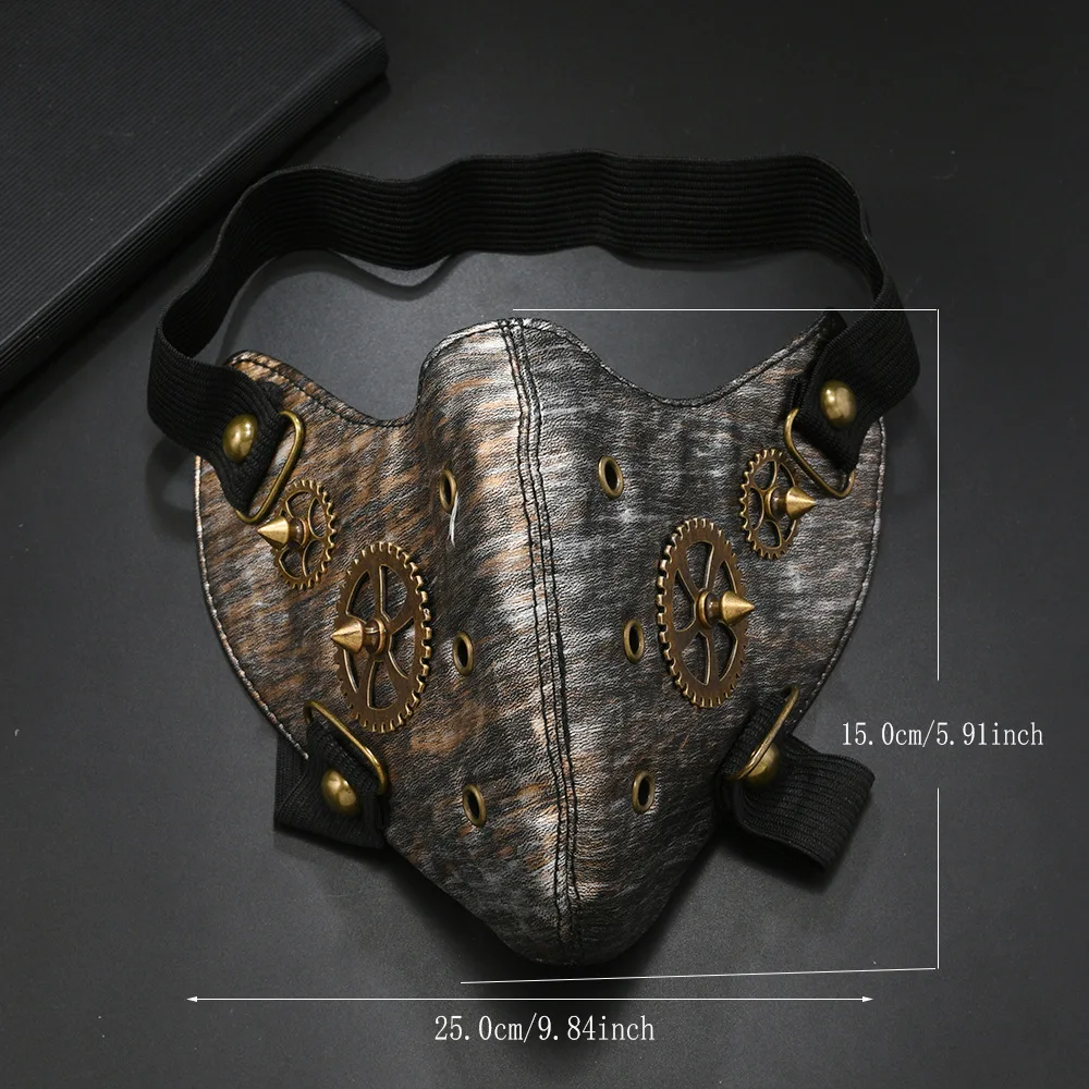 Men Women's PU Leather Rivet Rock Mask Lady's Breathable Party Cosplay Halloween Mouth-muffle R1581