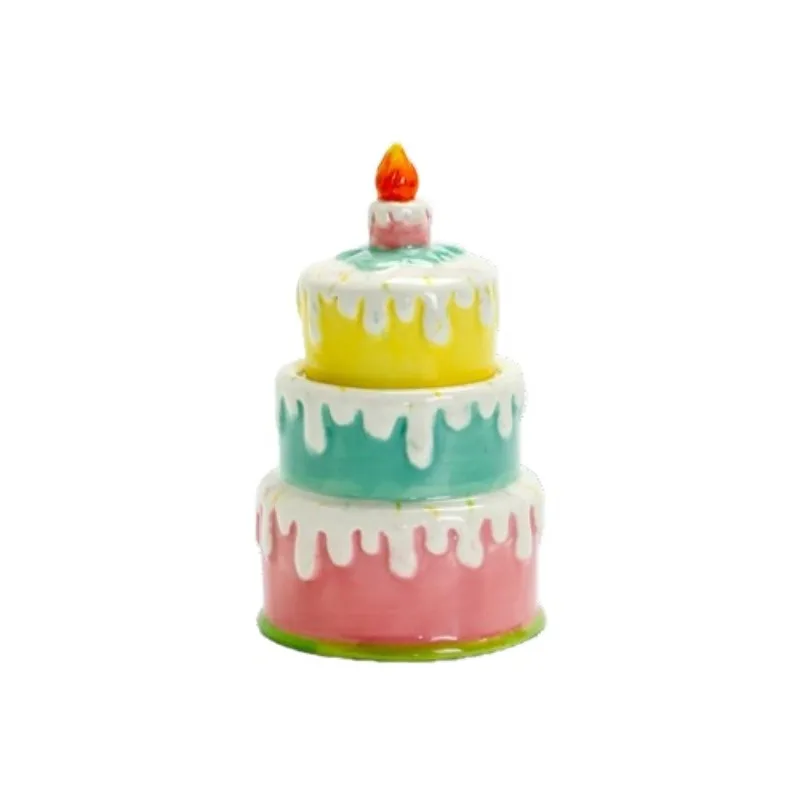 창의적인 세라믹 생일 케이크 보관 용기 - 데스크탑 장 캔디 캐니스터, 발렌타인 데이를 위한 이상적인 홈 데코 선물