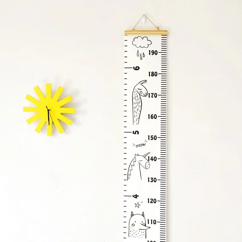 Kids Room Decor Accessory Children's Growth Chart Wall Hanging with Cartoon Animal Print for Boys Girls for Bedroom Wall