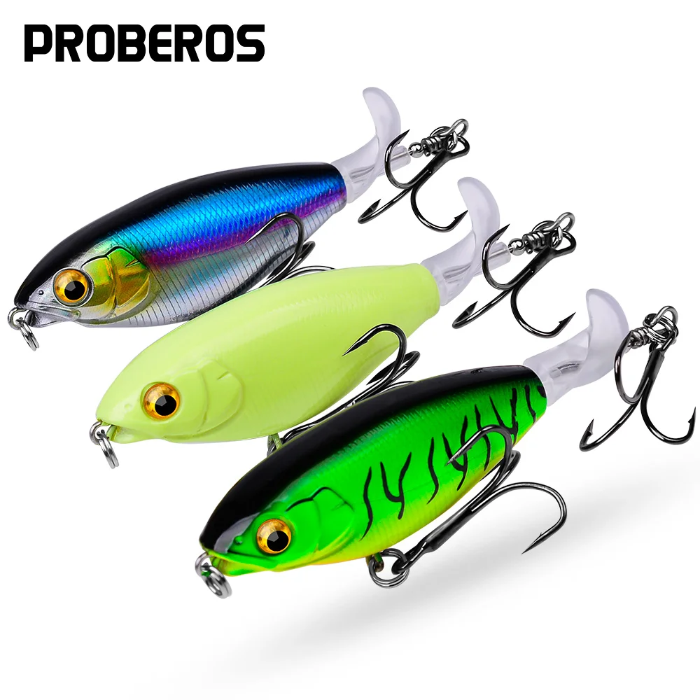 PROBEROS 6PCS Floating Whopper Popper Baits Kit 6.5g-11.5g