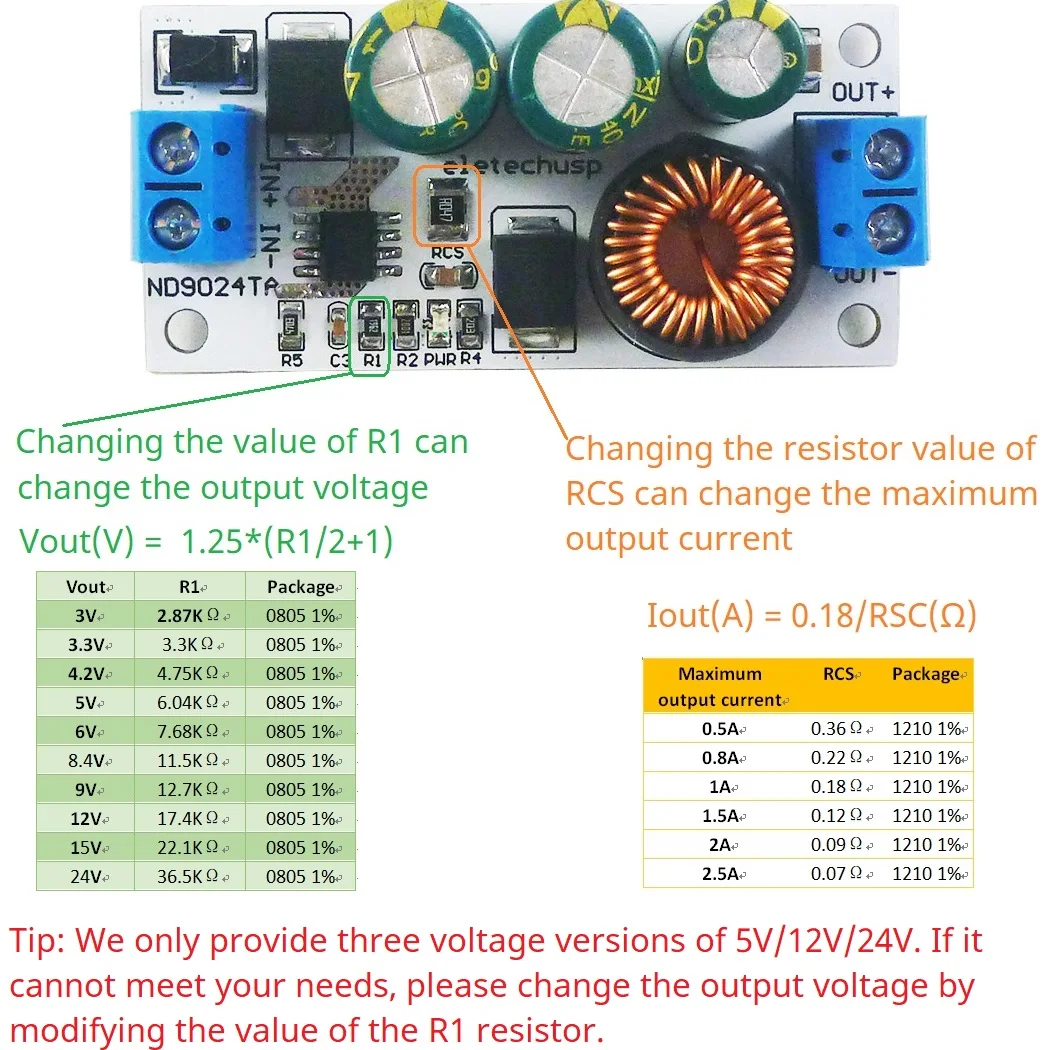 DC-DC 컨버터 고전압 벅 레귤레이터 모듈, Lion Lipo LiFePO4 납산 태양 전지, 2.5A DC 10-90V  5V, 12V, 24V