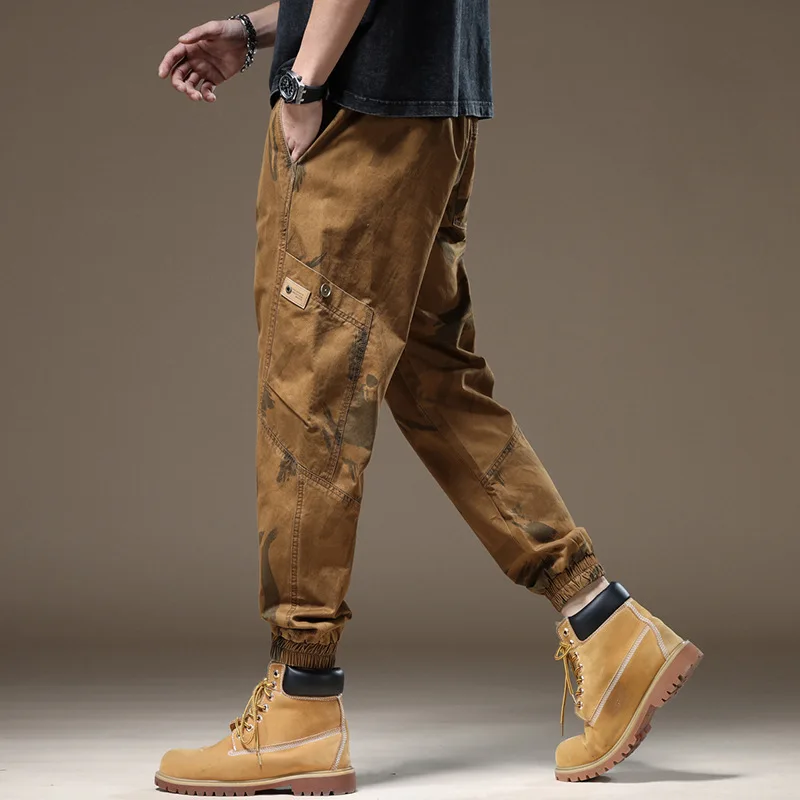 New 2024 Large Pocket American Workwear Casual Pants Men's High-End All-Match Ankle-Length Pants Outdoor Mountaineering Pants