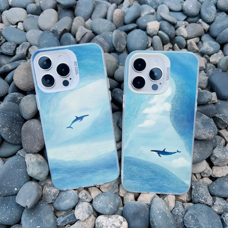 Ocean Dolphin Handyhülle für iPhone 17 16 15 11 14 Pro Max 13 12 Mini Pro Max 16 15 14 Plus Stoßfeste Laser-Handyrückseite – Detail 14