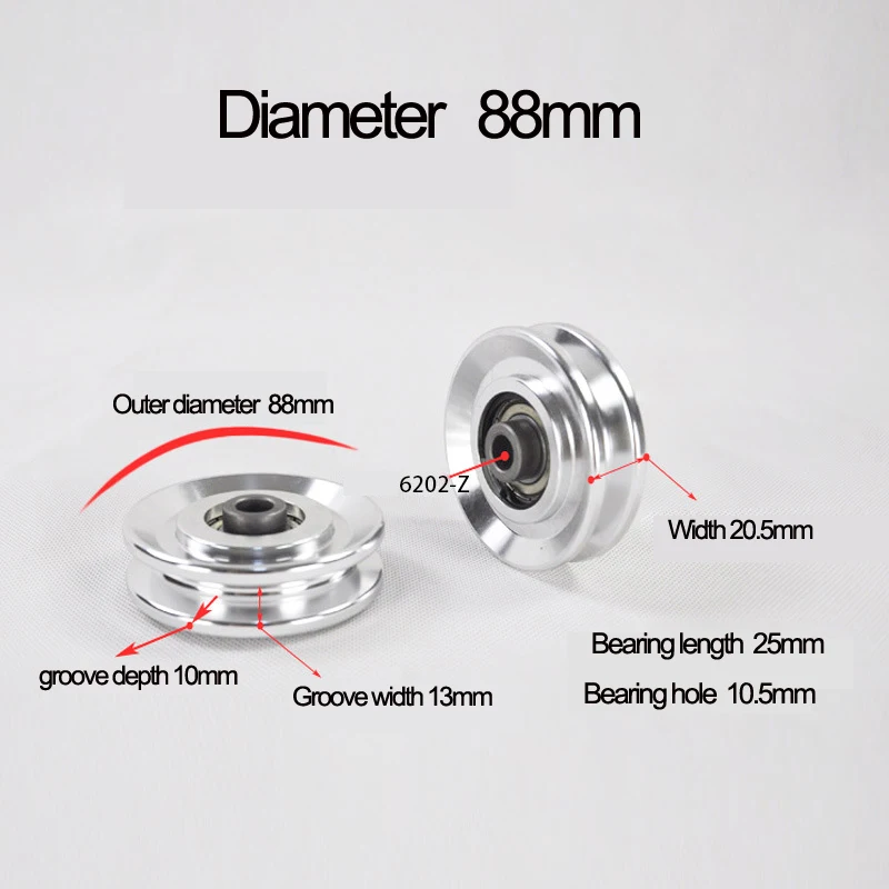 Cargo Lifting Loading DIY Fitness Equipment Aluminum Pulley With Bracket  Flexible Bearings Silent Wheel Diameter 73 88 93mm 6