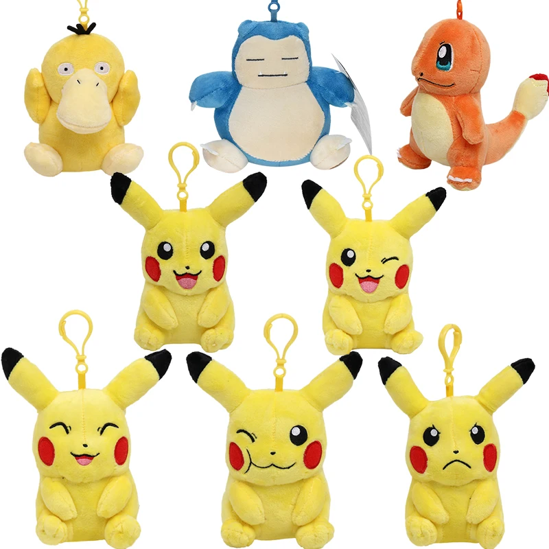 

Pikachu Peluche Pokemon Charmander Snorlax Psyduck Keychain Cartoon Toys Stuffed Doll Kids Kawaii Toy Birthday Christmas Gifts