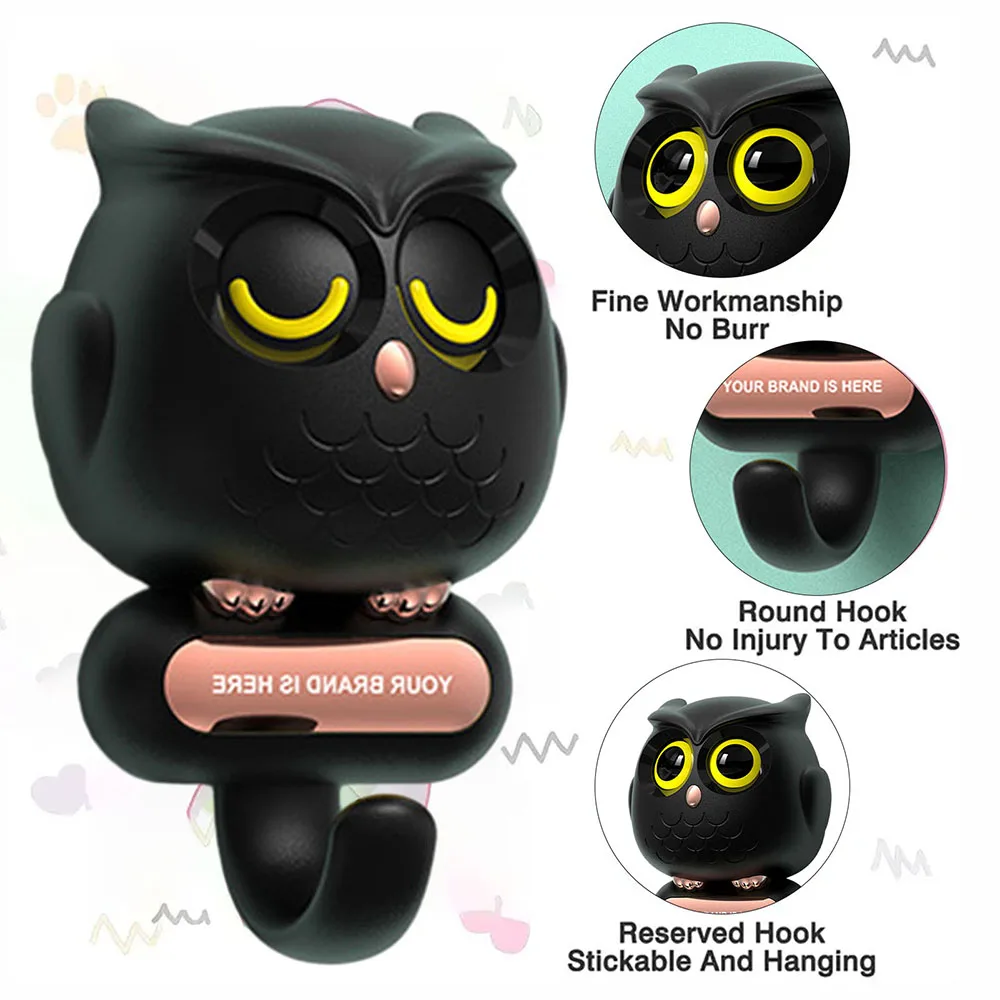 

Creative Cute Wink Owl-shape Animals Wall Hanging Hook Household Storage Rack Wall Decor Free Punching For Clothes Hat Scarf Key