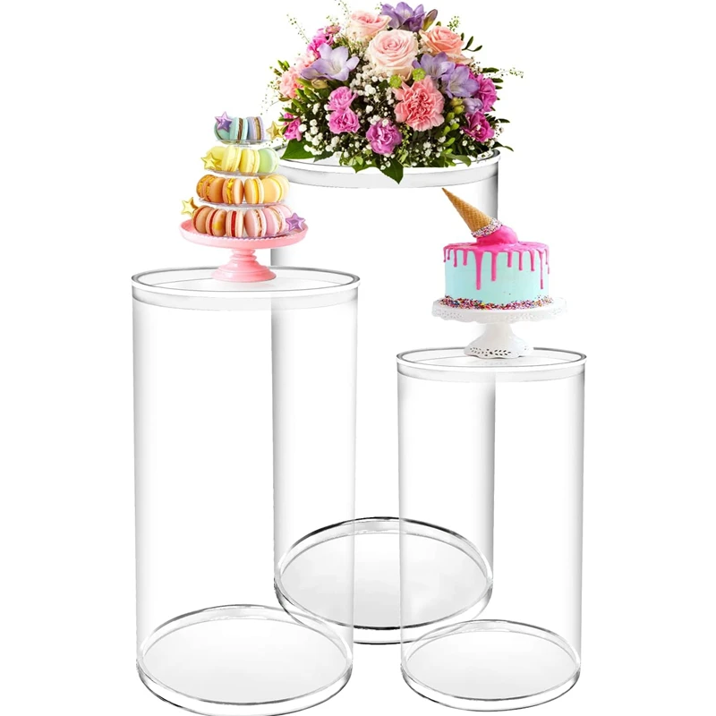 Cylinder Pedestal Stands 3PCS Display Round Decor Backdrop Dessert Table Pillars Party Birthday Props Event Decoration