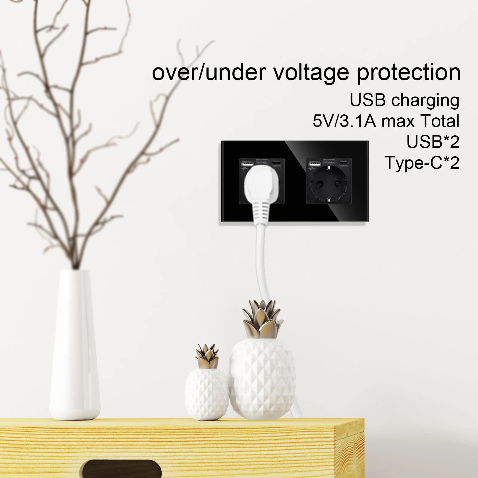 de vidro cristal parede schuko 31a 20w 03