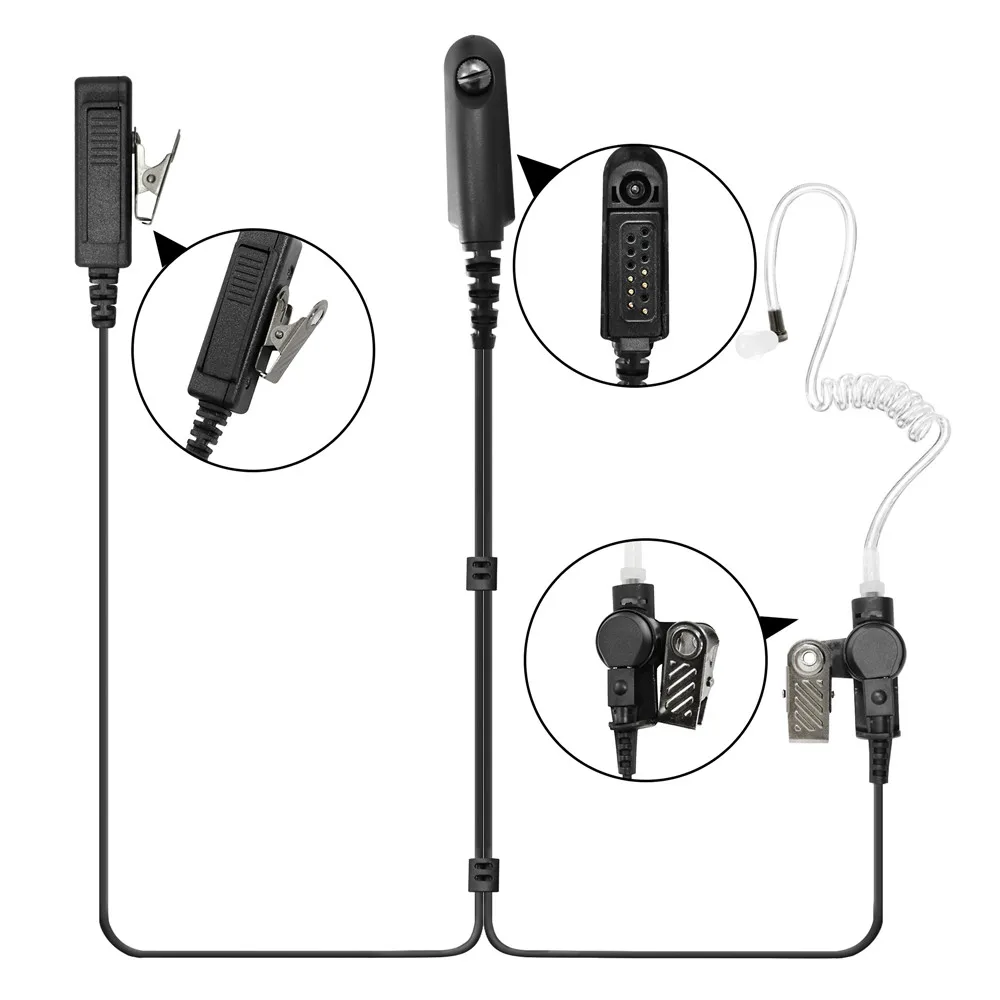 2-Wire Surveillance Kit Mic Earpiece Earphone For GP328 GP329 GP338 GP340 HT750 HT1250 HT1250LS Portable Two Way Radios