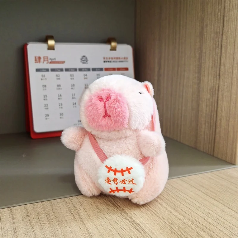 핑크 Capybara 펜던트 열쇠 고리 선물 플러시 키 체인 여성 가방 장식품 장난감 소프트 Pom 공 자동차 전화 매달려 열쇠 고리