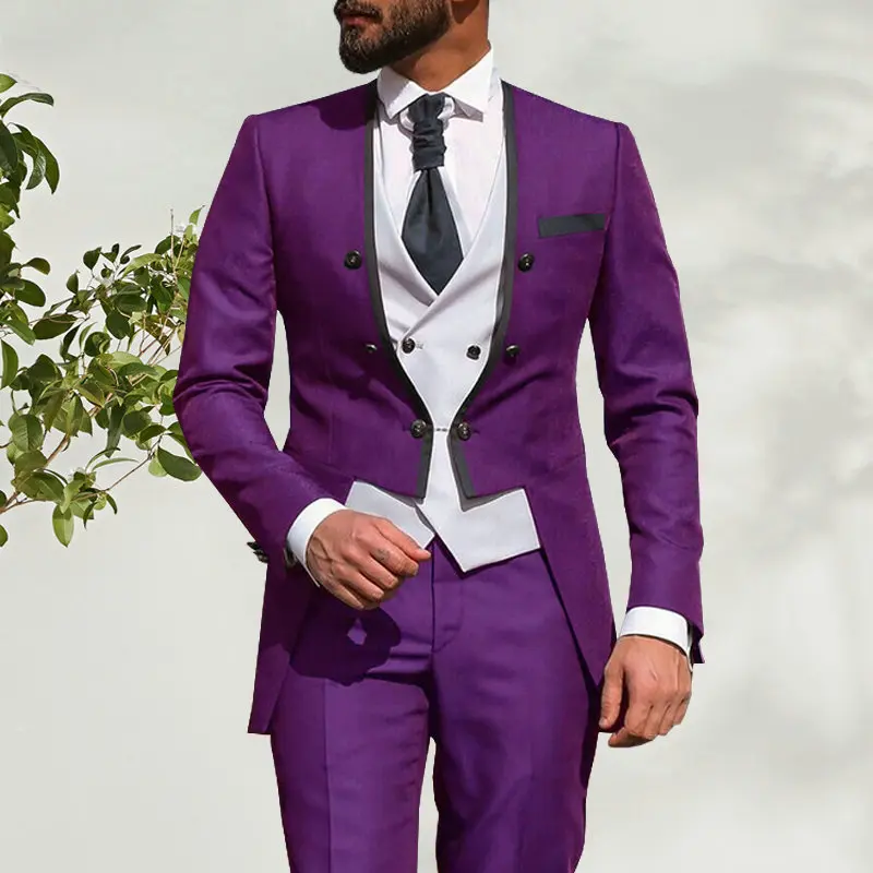 Wedding Suit For Men Custom Made 2023 Morning Dinner Party Tailcoat 3 Piece Men Slim Fit Suit Royal Blue Groom Tuxedo Bridegroom
