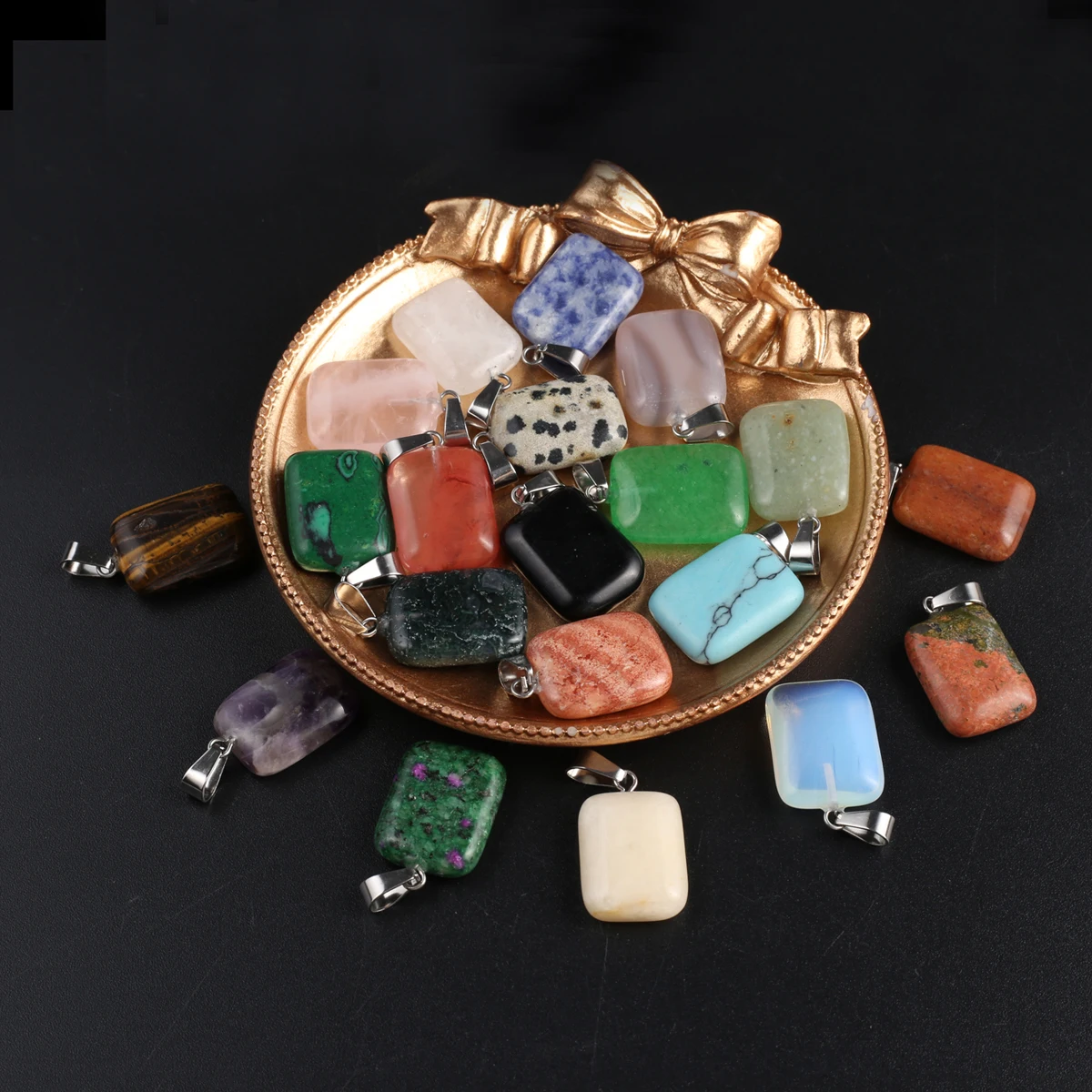 

Wholesale Price Rectangular Natural Turquoise Epidote Amethysts Sodalite Pendant Jewelry Making DIY Necklace Earring Accessories