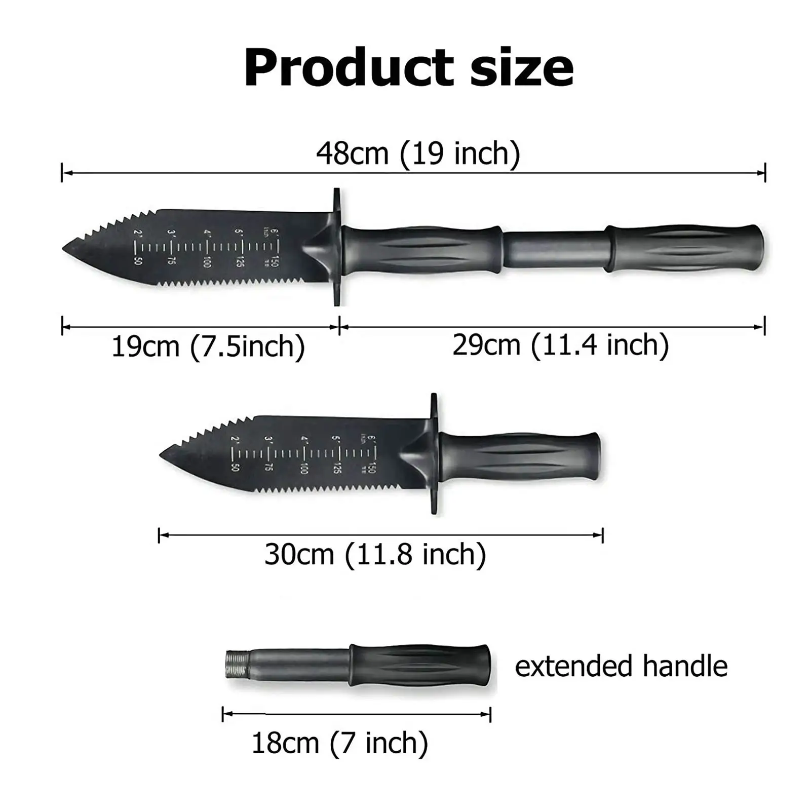Metal Detector Digging Tools Serrated Edge Digger With Sheath Stainless Steel Garden Shovel Knife Extended Handle Camping Supply 6