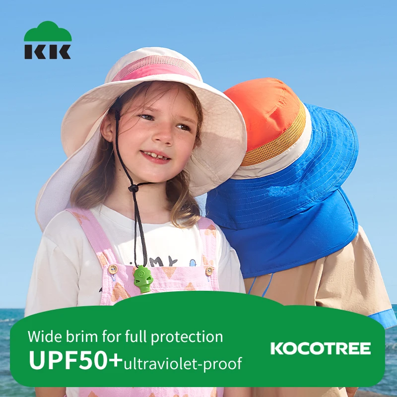 Kocotree 여름 어린이 양산 모자 의 유행 색상 대비 큰 챙 자외선 차단제 모자