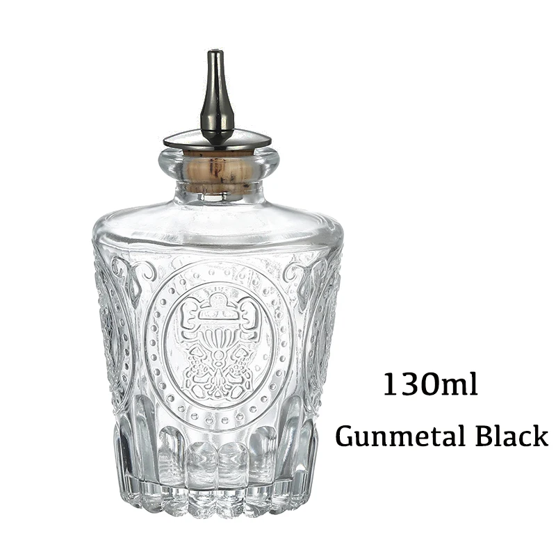 Cocktail Bitters Bottle | Vintage Square Glass Design With Cork And Stainless Steel Dasher Top - 3oz / 90ml | Professional Bar Set Accessory Tool For - View #3