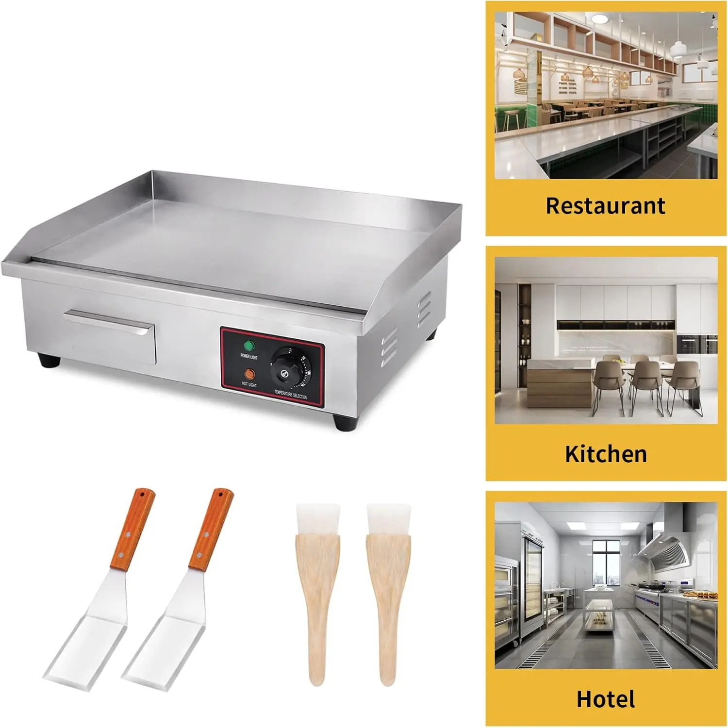 Electric Griddle, Electric Flat Top Grill, 3000W Countertop Griddle with Shovels and Brushes for Restaurant Kitchens 6